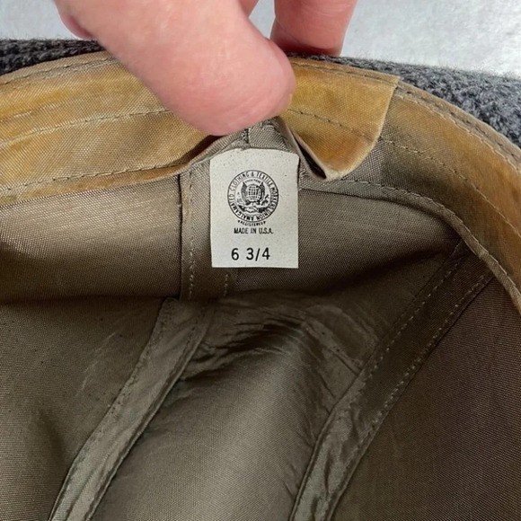 VINTAGE Union Made Mens Wool Feather Dimpled Fedora Grey Tweed Lined 6 3/4 - Picture 8 of 9